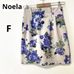 未使用 美品 Noela ノエラ M相当 花柄 膝丈 タイトスカート ベージュ