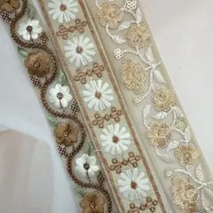 123.インド刺繍 1m50cm×3本セット