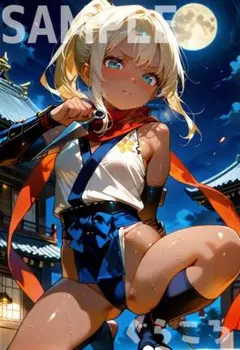 くノ一 美少女 可愛い コスプレ イラスト A4 ポスター M128:ぐらころ