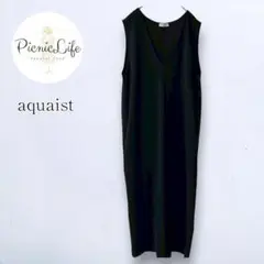 美品❤【アクアイスト】Vネックノースリーブジャンパースカート ワンピース M