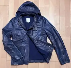 DIESEL ディーゼル レザージャケット フード着脱2WAY 羊革 ブルー
