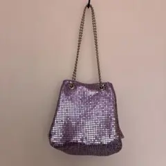 パープル スパンコール ショルダーバッグ
