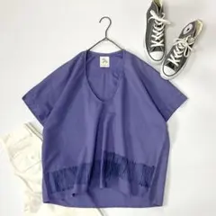 FELISSIMO フェリシモ Vネックリネン混プルオーバーシャツ