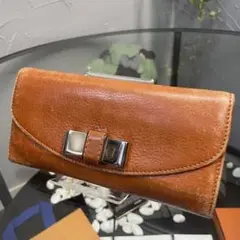 Chloeブラウンレザーリボン長財布