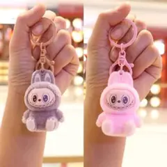 LABUBU ラブブ　キーホルダー　かわいい2点 セット　ブラウンとピンク