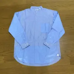 水色 ストライプ 長袖シャツ Lサイズ