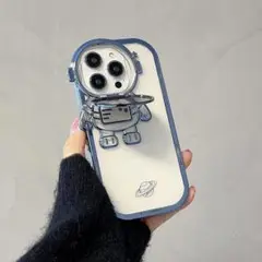 ﻿iPhone13 ケース 紫 宇宙飛行士 レンズスタンド　スマホケース