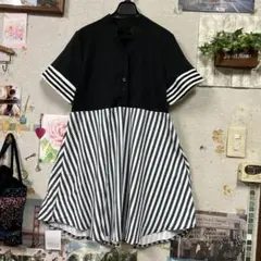 31日迄の感謝プライス☆ブラック＆ホワイトストライプチュニック