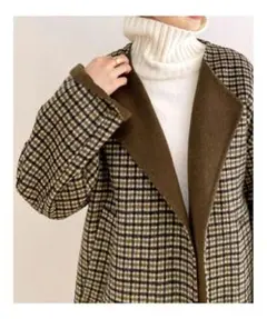 美品 VIS【リバー仕立て】ハーフ丈ノーカラーゆるコート