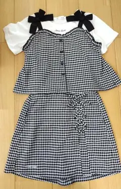 【美品】Jenny love ギンガムチェック セットアップ　140