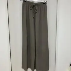 cocaリブ編みグレー ワイドパンツ プリーツパンツ　フリーサイズ