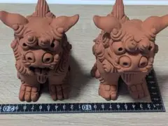 シーサー 獅子　置物 素焼き 手造り小立(高さ13cm) 琉球焼