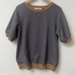 CLASSICAL ELF 半袖ニット　M ベージュ　ネイビー　美品