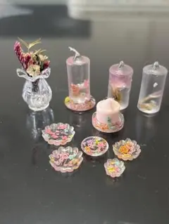 キャンドルセット 花柄 レジン製　ミニチュア　シルバニア　リカちゃん