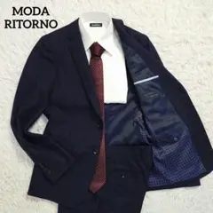 MODA RITORNO　スーツ　総裏　ネイビー　チェック柄　YA5　細身