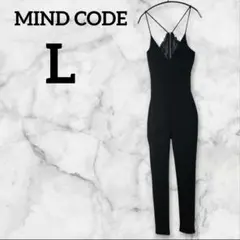 MIND CODE 【L】カッコ可愛い　バックレースオールインワンパンツ 黒