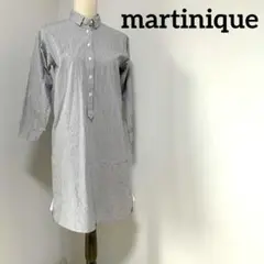 マルティニーク★martinique★★ロングブラウス★七分袖★ストライプ 綿麻