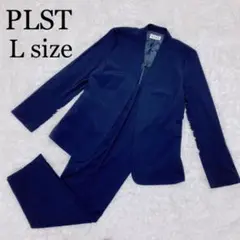 PLST プラステ ノーカラーパンツスーツ ダークネイビー セットアップ 上下