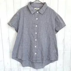 綿100％ ギンガムチェック柄シャツ ブラウス 半袖 カジュアル M