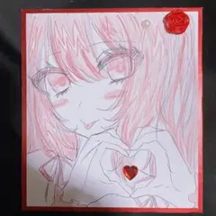 一点物 手描き イラスト 色紙
