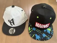 MARVEL デザインキャップ A刺繍 キッズ 子供キャップ 2点セット 白黒