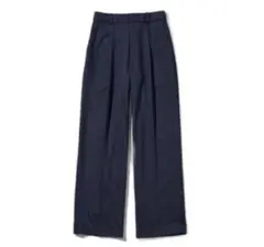 UNIQLO ユニクロ タックワイドパンツ 丈長め S ストライプ ネイビー
