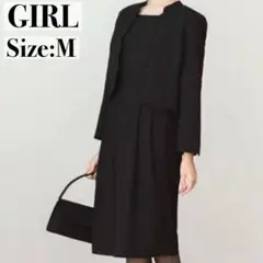 極美品✨GIRL スカラップデザインジャケット＆ワンピースの2点セットアップ M