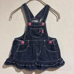 【DOUBLE.B 】ジャンバースカート クマ ピンクのボタン ドット70〜80