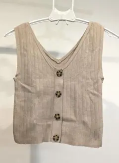 MURUA　マーブルボタンニットタンク ベージュ