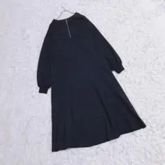 【ティップトップ】ハーフジップロングワンピース (F) 前後2way 黒