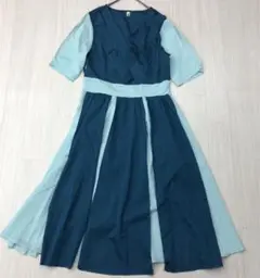 サラサラ ロング ワンピース フレアワンピース 半袖 S