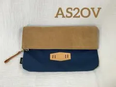 アッソブ AS2OV クラッチバッグ メンズ　ネイビー✖️キャメル