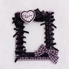 デコケース 硬質ケース 黒 リボン ハート