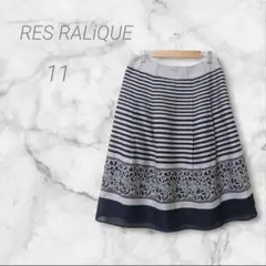RES RALiQUE　フレアスカート　サイズ11　ストライプ　花柄