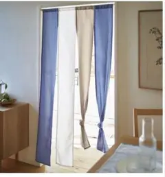 【新品未使用】のれん　四連　ブルー系　約170×85㎝　4連のれん　暖簾