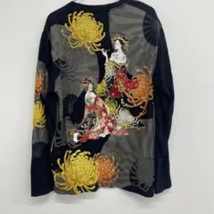 華鳥風月　和柄　着物　黒　L ロンT タ36