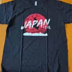 日本 グラフィック Tシャツ 黒