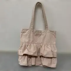 anySiS フリル付きトートバッグ ベージュピンク