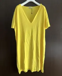 ZARA TRAFALUC イエロー Vネック 半袖チュニック L