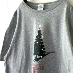 デルタ クリスマスツリー Tシャツ L グレー 灰色 古着