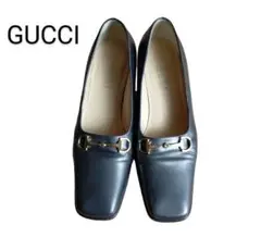 GUCCI グッチ パンプス ホースビット 37 ブラック 金具 スクエアトゥ