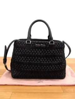 :美品 ミュウミュウ RN0958 マテラッセ ナッパ 2way ハンドバッグ