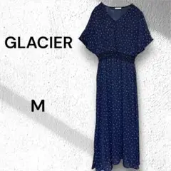 ［グラシア］ネイビー 半袖ロングワンピース　上品エレガント Mサイズ