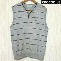 【CROCODILE】クロコダイル　ベスト　M グレー　(綿、カシミヤ)