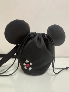 ミッキーマウス 耳付き ブラックボディバッグ