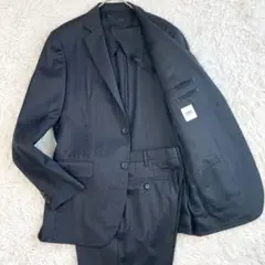 美品✨タケオキクチ×ドーメル スーツ セットアップ ストライプ XL 裏総柄 黒