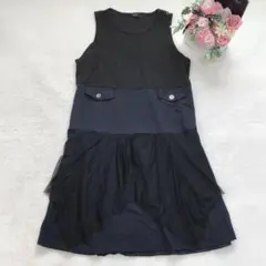 サン ノースリーブワンピース 美品 シンプル カジュアル ベーシック 透け感 黒