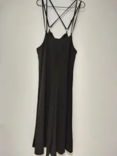 大人可愛い♡ クロスストラップ ロングキャミワンピース キャミサロペット L