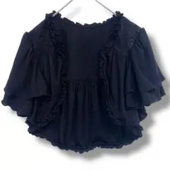 美品 ショートボレロ ブラック 11R L フォーマル 羽織 レース フリル