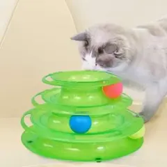 グリーン 猫 おもちゃ ボール キャットボールタワー 回転タワー ボールタワー